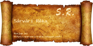 Sárvári Réka névjegykártya
